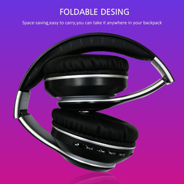 VJ033 Multi-function Upgrade Bluetooth 5.0 Headset Stereo Wireless LED Microphone FM Radio Headset(Blue) - Headset & Headphone by PMC TechLife | Online Shopping South Africa | PMC TechLife