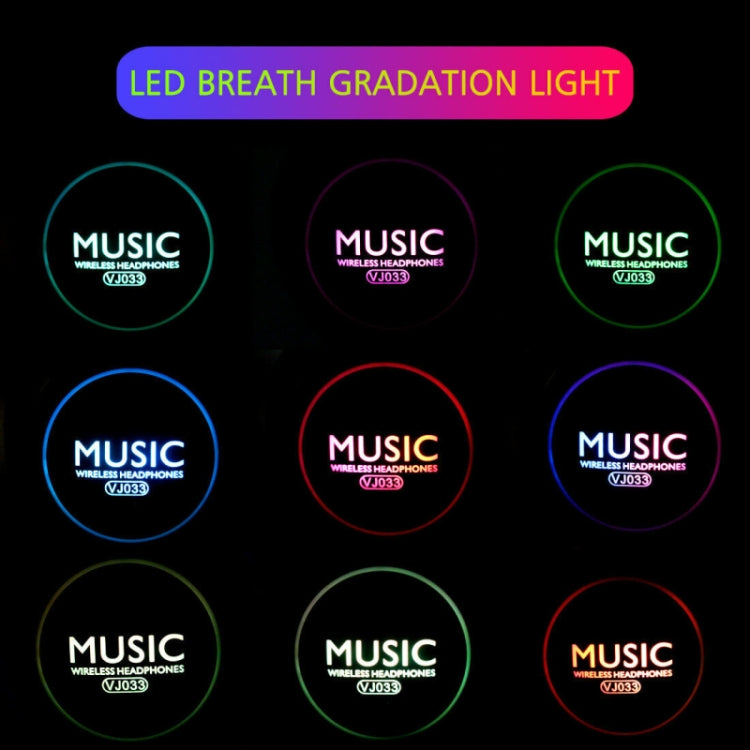 VJ033 Multi-function Upgrade Bluetooth 5.0 Headset Stereo Wireless LED Microphone FM Radio Headset(Red) - Headset & Headphone by PMC TechLife | Online Shopping South Africa | PMC TechLife