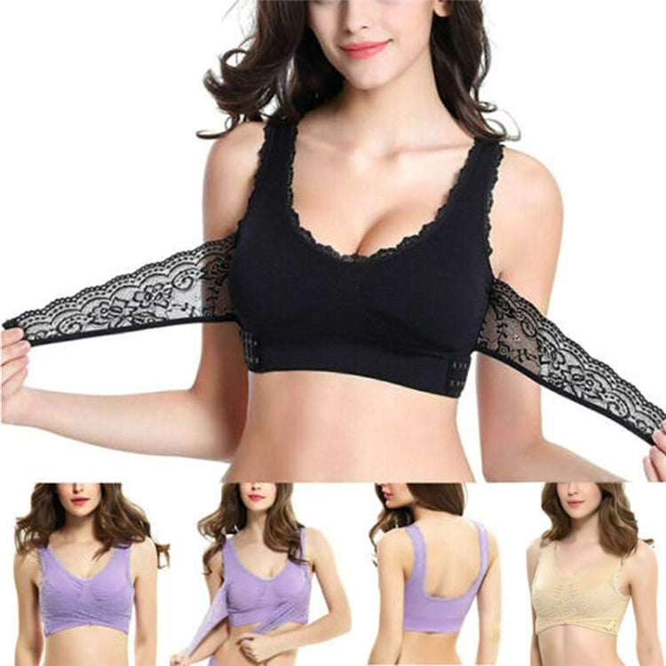 Front Cross Side Buckle Wireless Lace Bra Breathable Sport For Women, Size:M(Purple) - Ladies Underwear by PMC Jewellery | Online Shopping South Africa | PMC Jewellery