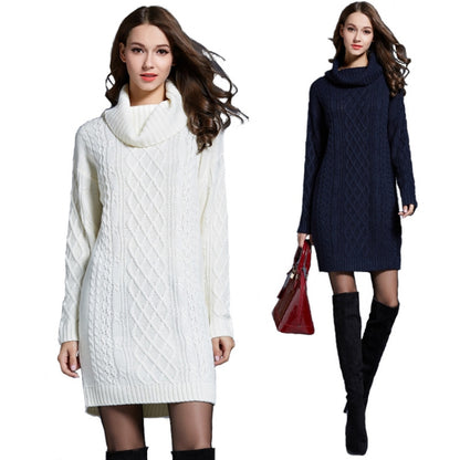 Autumn And Winter Knitwear Dresses Long Turtleneck Sweater For Women, Size: XXXXL(White) - Sweater by PMC Jewellery | Online Shopping South Africa | PMC Jewellery