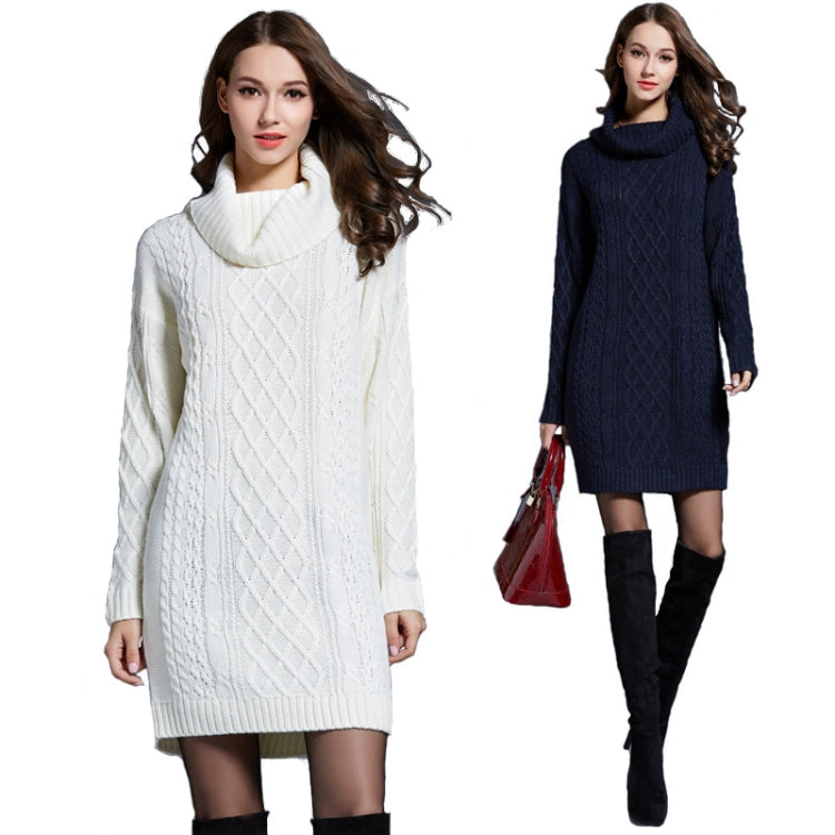 Autumn And Winter Knitwear Dresses Long Turtleneck Sweater For Women, Size: XXL(White) - Sweater by PMC Jewellery | Online Shopping South Africa | PMC Jewellery