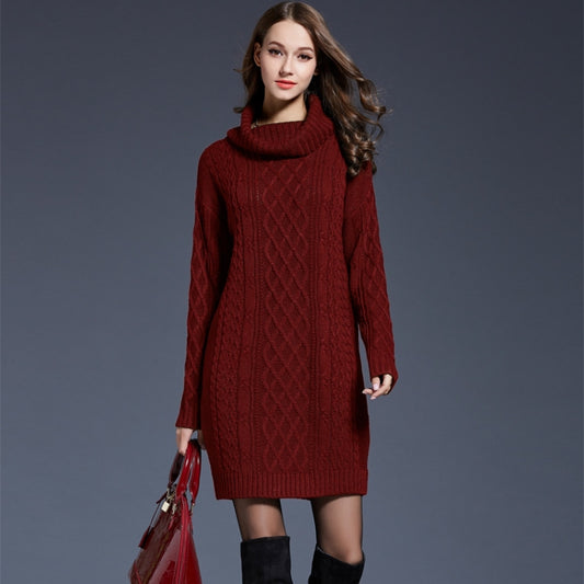 Autumn And Winter Knitwear Dresses Long Turtleneck Sweater For Women, Size: XXL(Wine Red) - Sweater by PMC Jewellery | Online Shopping South Africa | PMC Jewellery