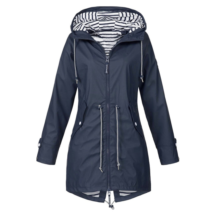 Women Waterproof Rain Jacket Hooded Raincoat, Size:XL(Navy Blue) - Hoodie by PMC Jewellery | Online Shopping South Africa | PMC Jewellery