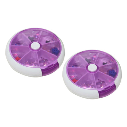 2 PCS Creative Multifunctional Round Portable Seven-grid Rotating Plastic Pill Box(Purple) - Pill Boxes by PMC Jewellery | Online Shopping South Africa | PMC Jewellery