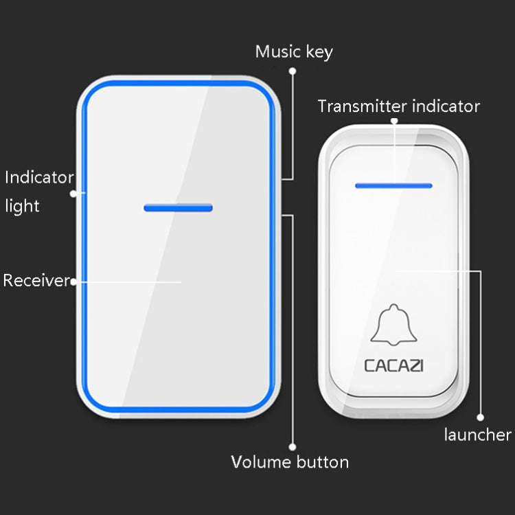 CACAZI A68-2 One to Two Wireless Remote Control Electronic Doorbell Home Smart Digital Wireless Doorbell, Style:EU Plug(Black) - Wireless Doorbell by CACAZI | Online Shopping South Africa | PMC Jewellery