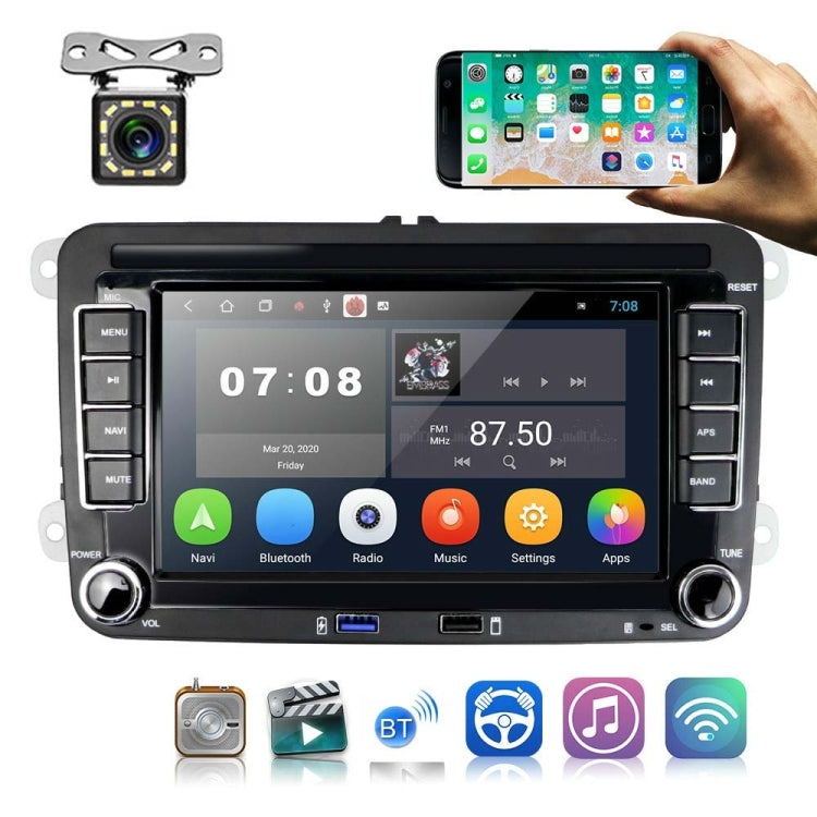 For Volkswagen Q3300KT 7-inch 1+16G Car Multimedia Player Navigation Bluetooth Reversing Integrated Machine Android 10.0, Style:Standard+12Lights Camera - Car MP3 & MP4 & MP5 by PMC Jewellery | Online Shopping South Africa | PMC Jewellery