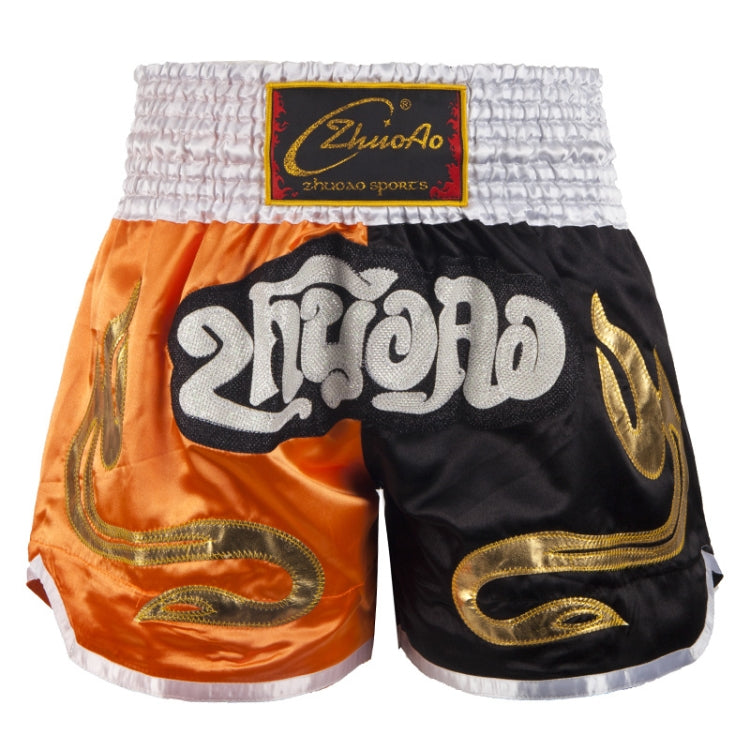 ZhuoAo Muay Thai/Boxing/Sanshou/Fighting Shorts for Men and Women, Size:L(Orange Black Stitching) - Sportswear by ZhuoAo | Online Shopping South Africa | PMC Jewellery