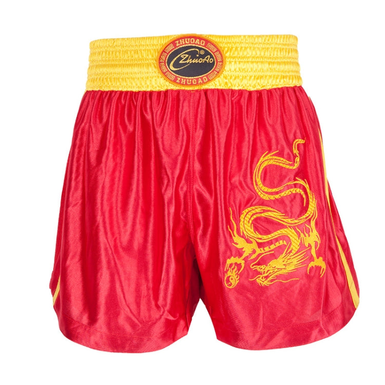 ZhuoAo Muay Thai/Boxing/Sanshou/Fighting Shorts for Men and Women, Size:L(Embroidered Dragon Red) - Sportswear by ZhuoAo | Online Shopping South Africa | PMC Jewellery | Buy Now Pay Later Mobicred