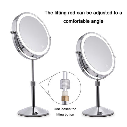 Desktop Double-SidedRound LED Luminous Makeup Mirror Liftable Magnifying Mirror, Specification:Plane + 7 Times Magnification(8-inch Battery Model) - Mirror by PMC Jewellery | Online Shopping South Africa | PMC Jewellery