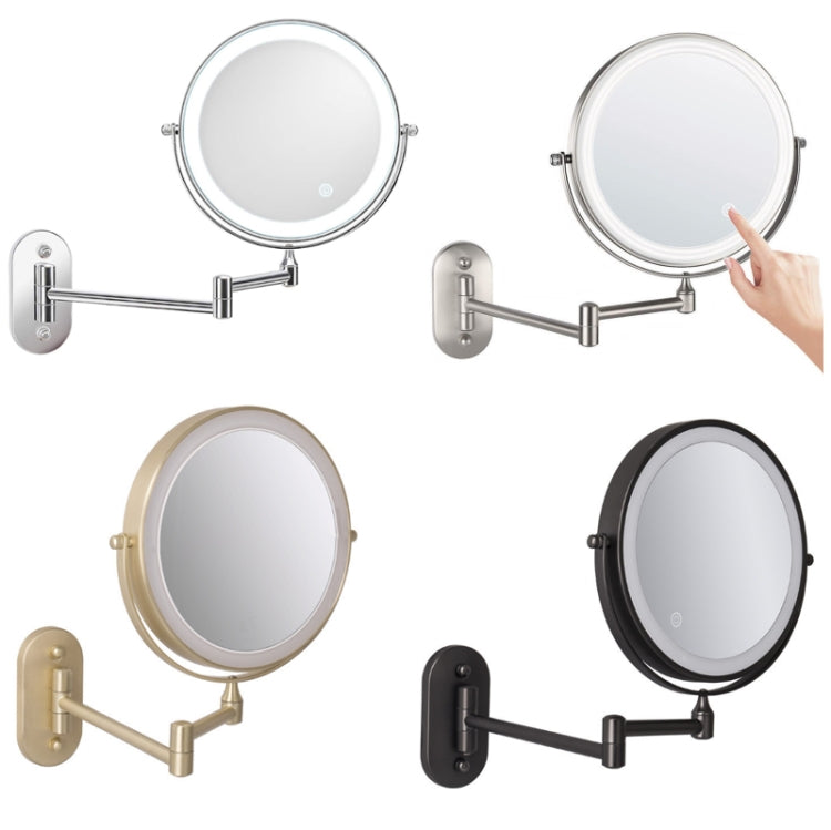 8 Inch Wall-Mounted Double-Sided Makeup Mirror LED Three-Tone Light Bathroom Mirror, Colour:USB Charging Matte Nickel Color(Seven Times Magnification) - Mirror by PMC Jewellery | Online Shopping South Africa | PMC Jewellery