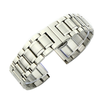 15mm Steel Bracelet Butterfly Buckle Five Beads Unisex Stainless Steel Solid Watch Strap, Color:Silver - Watch Bands by PMC Jewellery | Online Shopping South Africa | PMC Jewellery