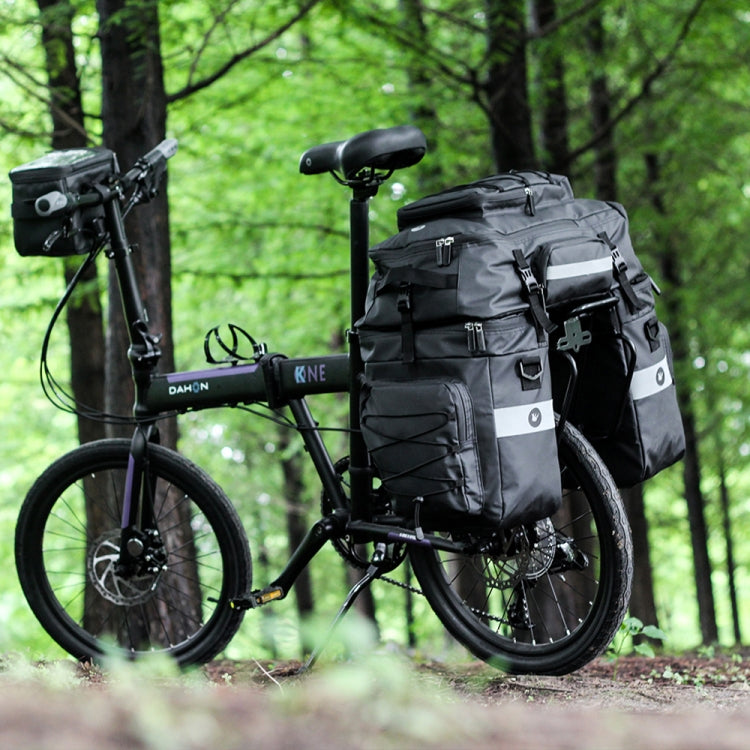 Rhinowalk Three-in-one Multifunctional Bicycle Rear Shelf Pannier Waterproof Long-distance Equipment(Full Black) - Bicycle Bags by Rhinowalk | Online Shopping South Africa | PMC Jewellery | Buy Now Pay Later Mobicred