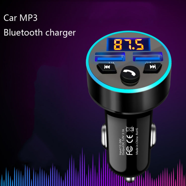 Halo Car MP3 Bluetooth Player Car Charger Car FM Transmitter 3.1A Car Charger(Snow Silver) - Car Charger by PMC Jewellery | Online Shopping South Africa | PMC Jewellery