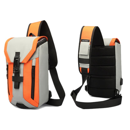 Ozuko 9334 Men Outdoor Multifunctional Waterproof Messenger Bag with External USB Charging Port(Orange) - Crossbody Bags by Ozuko | Online Shopping South Africa | PMC Jewellery