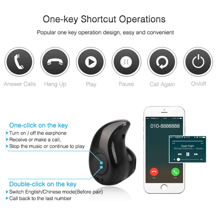 S530 Mini In-ear Sport Handsfree Wireless Bluetooth Earphone, with Microphone(white) - Bluetooth Earphone by PMC TechLife | Online Shopping South Africa | PMC TechLife