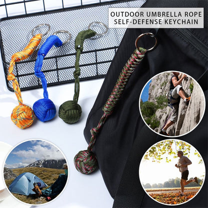 Outdoor Security Protection Black Monkey Fist Steel Ball Bearing Self Defense Lanyard Survival Key Chain(Camouflage Green1) - Self-defense Protection by PMC Jewellery | Online Shopping South Africa | PMC Jewellery