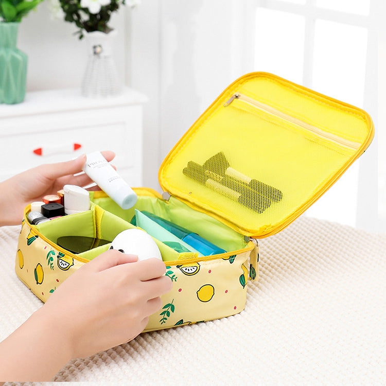 Large Capacity Portable Lady Waterproof Padded Travel Cosmetic Bag Beautician Storage Bags Women Makeup Bag(Style B Yellow Lemon) - Storage Boxes by PMC Jewellery | Online Shopping South Africa | PMC Jewellery