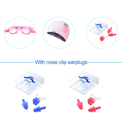 3 in 1 Children Swimming Swimming Cap + Swimming Goggles + Nose Clip Earplugs Set(Pink Pineapple) - Swimming Glasses by PMC Jewellery | Online Shopping South Africa | PMC Jewellery