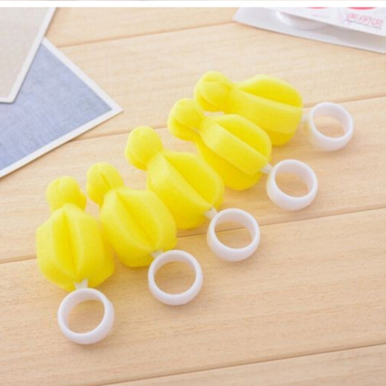 5 PCS 360 Degree Rotating Sponge yellow Baby Nipple Brush Babies Teat Cleaning Feeding Bottle Brushes Infant Pacifier Cleaner - Cups & Silicone Nipple by PMC Jewellery | Online Shopping South Africa | PMC Jewellery