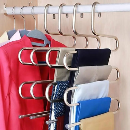 5 Layers S Shape Multi-Functional Clothes Hangers Pants Storage Hangers - Shelf & Hooks by PMC Jewellery | Online Shopping South Africa | PMC Jewellery