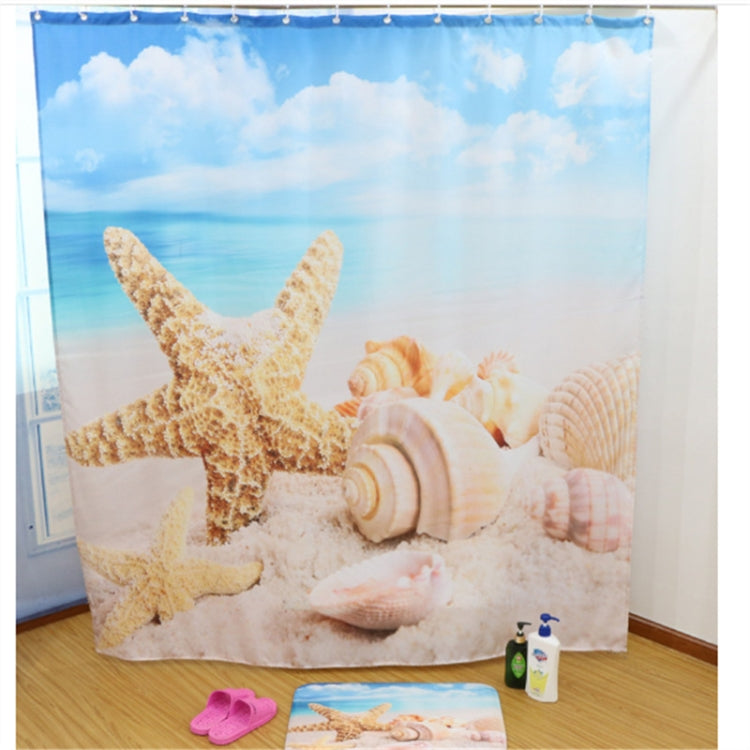 Colorful Beach Conch Starfish Shell Polyester Washable Bath Shower Curtains, Size:180X200cm(Beach Shell) - Curtains by PMC Jewellery | Online Shopping South Africa | PMC Jewellery