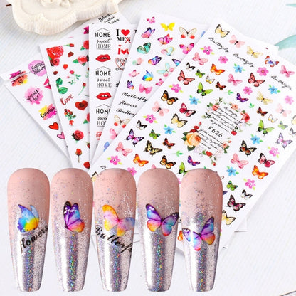 10pcs 3D Adhesive Butterfly Retro Rose Color Nail Art Sticker(F-628) - Nail Stickers by PMC Jewellery | Online Shopping South Africa | PMC Jewellery