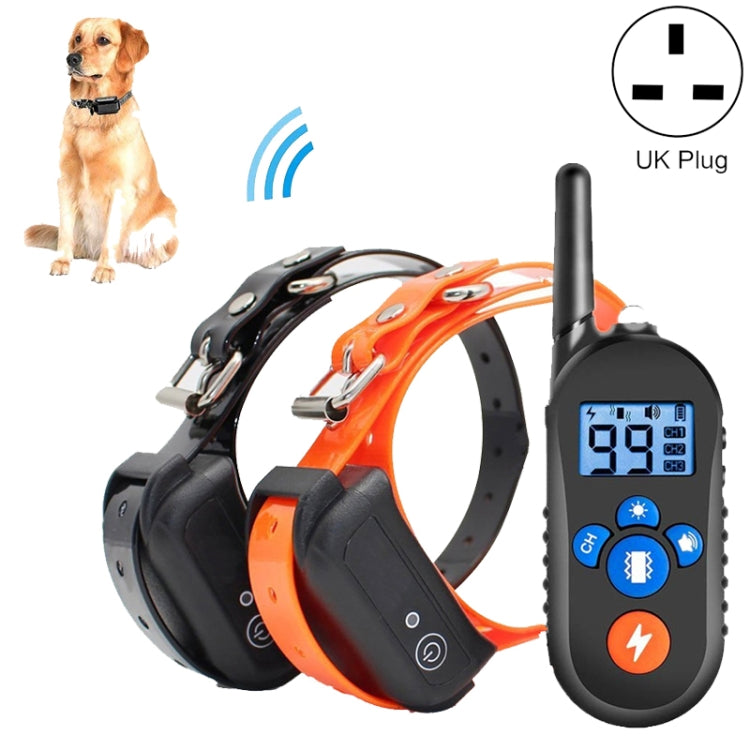 800m Remote Control Electric Shock Bark Stopper Vibration Warning Pet Supplies Electronic Waterproof Collar Dog Training Device, Style:556-2(UK Plug) - Training Aids by PMC Jewellery | Online Shopping South Africa | PMC Jewellery