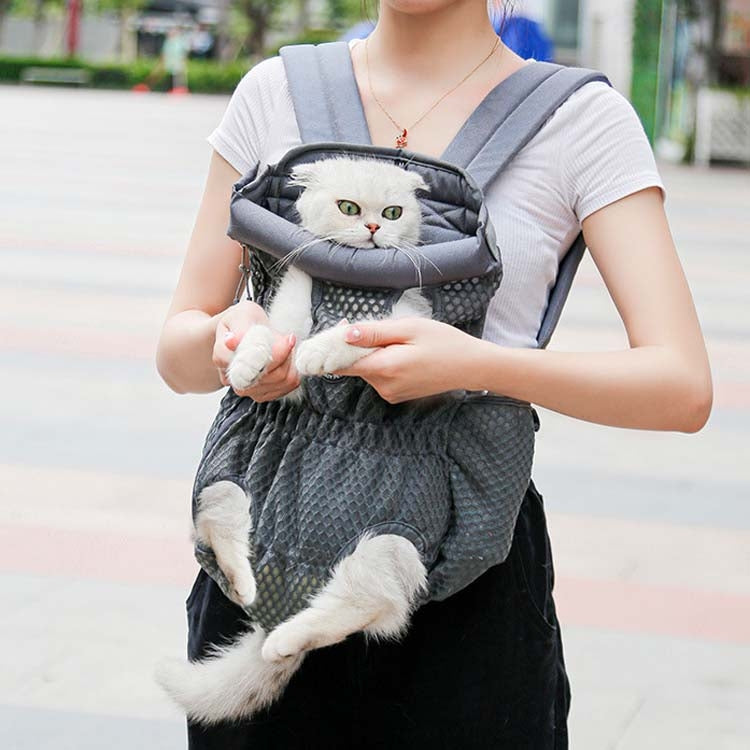 Doglemi Pet Outing Backpack Dog Shoulder Chest Bag Breathable Mesh Dog Cat Bag, Size:L(Gray) - Pet Bags by Doglemi | Online Shopping South Africa | PMC Jewellery