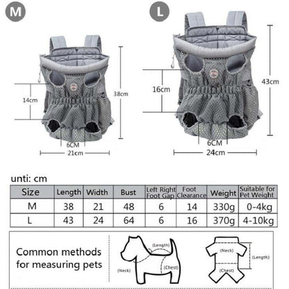 Doglemi Pet Outing Backpack Dog Shoulder Chest Bag Breathable Mesh Dog Cat Bag, Size:L(Gray) - Pet Bags by Doglemi | Online Shopping South Africa | PMC Jewellery