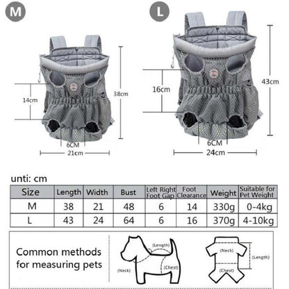 Doglemi Pet Outing Backpack Dog Shoulder Chest Bag Breathable Mesh Dog Cat Bag, Size:L(Gray) - Pet Bags by Doglemi | Online Shopping South Africa | PMC Jewellery | Buy Now Pay Later Mobicred