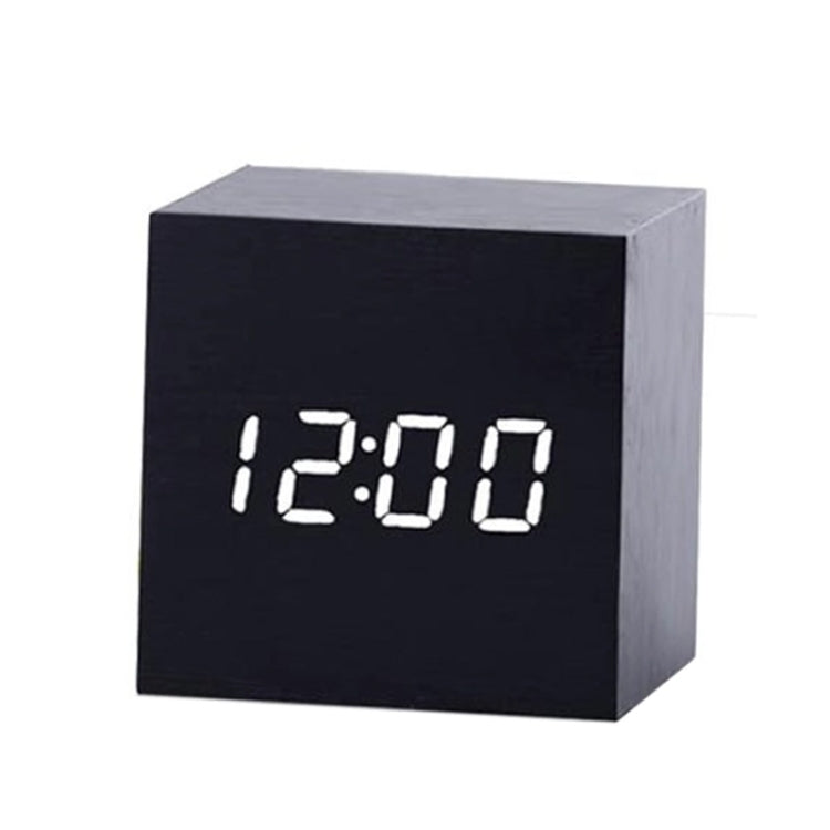 Multicolor Sounds Control Wooden Clock Modern Digital LED Desk Alarm Clock Thermometer Timer Black White - Alarm Clocks by PMC Jewellery | Online Shopping South Africa | PMC Jewellery