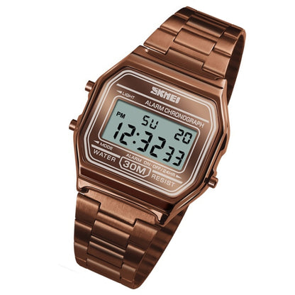 SKMEI 1123 Men Business Lightweight Watch Waterproof Steel Band Electronic Watch (Coffee Gold) - Metal Strap Watches by SKMEI | Online Shopping South Africa | PMC Jewellery | Buy Now Pay Later Mobicred