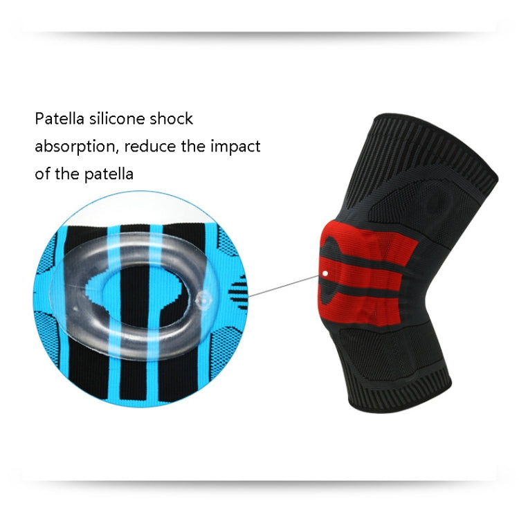 Enhanced Version Silicone Spring Support Knee Pads Knitted High Elastic Breathable Anti-Slip Protective Gear, Size: L (Black And Red) - Sports Safety by PMC Jewellery | Online Shopping South Africa | PMC Jewellery