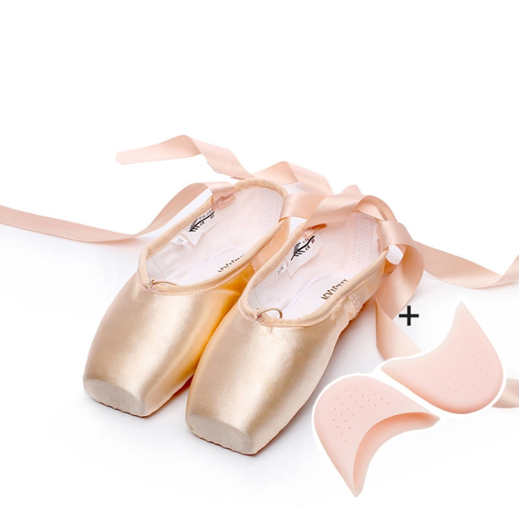 Ballet Lace Pointe Shoes Professional Flat Dance Shoes, Size: 38(Satin + Silicone Case) - Yoga Socks & Shoes by PMC Jewellery | Online Shopping South Africa | PMC Jewellery