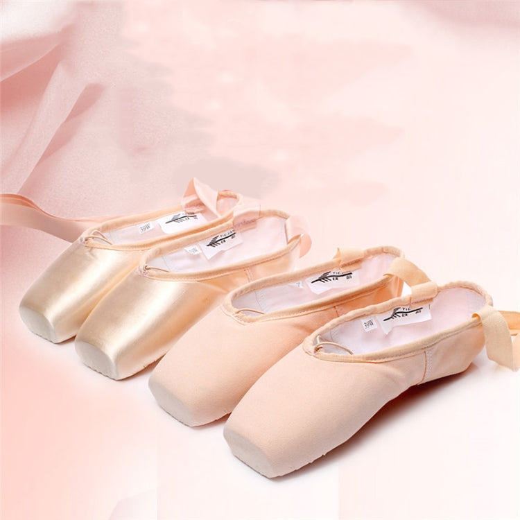 Ballet Lace Pointe Shoes Professional Flat Dance Shoes, Size: 38(Satin + Silicone Case) - Yoga Socks & Shoes by PMC Jewellery | Online Shopping South Africa | PMC Jewellery