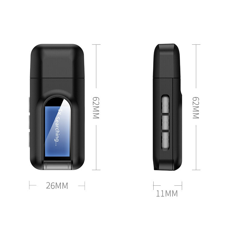 BT201 Bluetooth 5.0 USB 2 in 1 Bluetooth Audio Receiver Transmitter with LCD Display - Audio Receiver Transmitter by PMC TechLife | Online Shopping South Africa | PMC TechLife