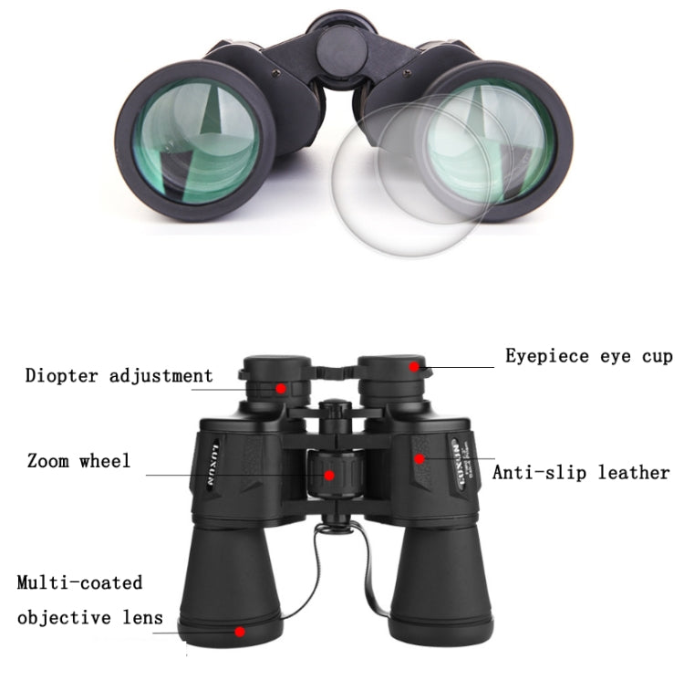 Luxun 20X50 Outdoor Binoculars  Low Light Night Vision Non-Infrared High Power Binoculars(Black) - Binoculars by LUXUN | Online Shopping South Africa | PMC Jewellery | Buy Now Pay Later Mobicred