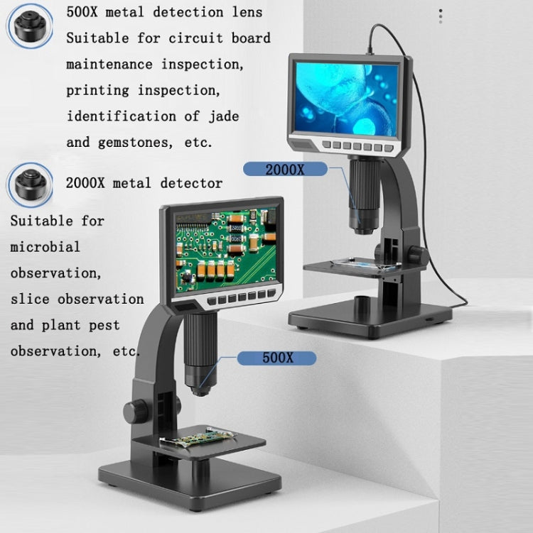 2000X 7 Inch Microbial Cell Observation Microscope Electronic Digital Magnifying Glass - Digital Microscope by PMC Jewellery | Online Shopping South Africa | PMC Jewellery