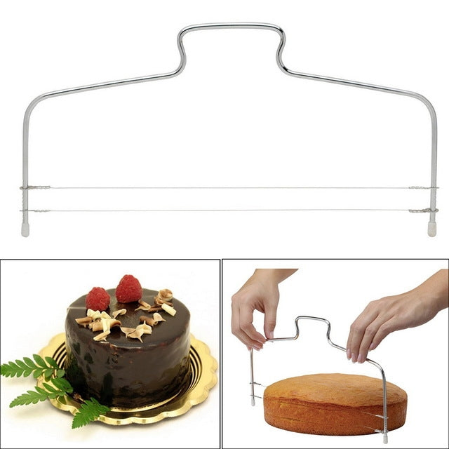 Stainless Steel Adjustable Wire Cake Cutter Slicer Leveler DIY Cake Baking Tools(Doule Wire Cutter) - Cutter & Peeler by PMC TechLife | Online Shopping South Africa | PMC TechLife