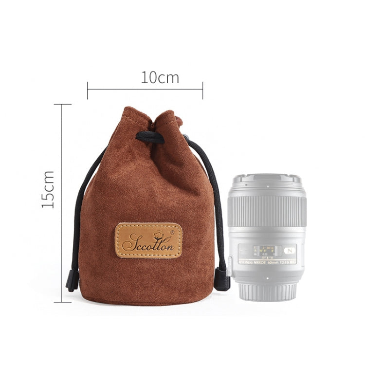 S.C.COTTON Liner Shockproof Digital Protection Portable SLR Lens Bag Micro Single Camera Bag Round Brown S - Lens Bag by S.C.COTTON | Online Shopping South Africa | PMC Jewellery