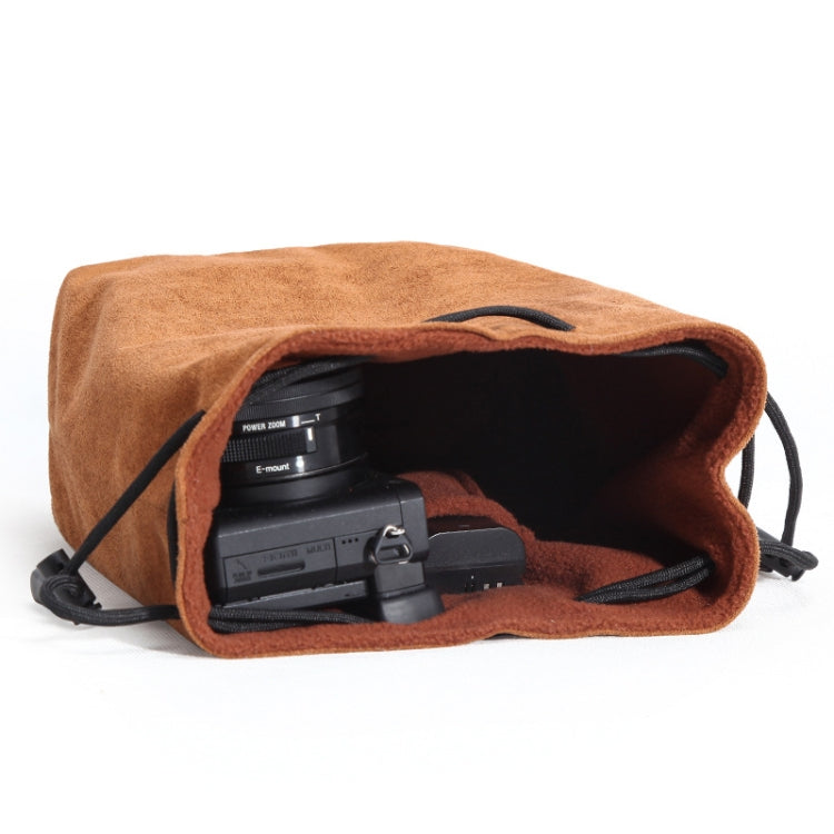 S.C.COTTON Liner Shockproof Digital Protection Portable SLR Lens Bag Micro Single Camera Bag Round Brown S - Lens Bag by S.C.COTTON | Online Shopping South Africa | PMC Jewellery