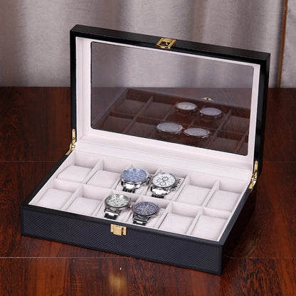 Wooden Baking Paint Watch Box Jewelry Storage Display Box(12-bit Full Carbon Paint) - Watch Storages by PMC Jewellery | Online Shopping South Africa | PMC Jewellery | Buy Now Pay Later Mobicred