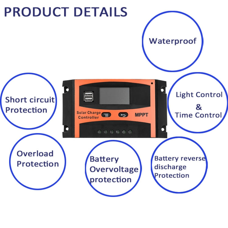 MPPT 12V/24V Automatic Identification Solar Controller With USB Output, Model: 50A - free shipping - PMC TechLife - Order now!
