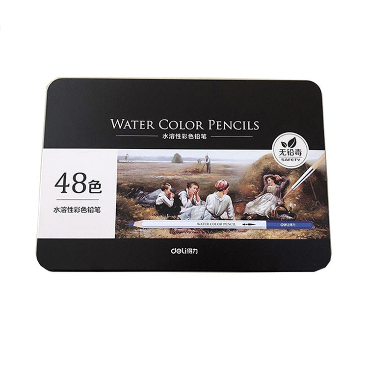 Deli Water-Soluble Colored Pencils 24 Colors 36 Colors 48 Colors 72 Color Pens Coloring Painting Pens, Lead color: 48 Colors (Iron Box) - Pencils by Deli | Online Shopping South Africa | PMC Jewellery