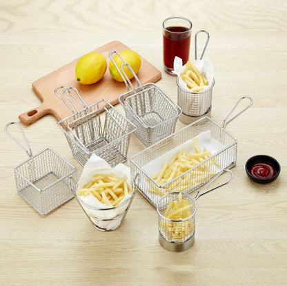 J13449 Stainless Steel Mini Fries Basket Restaurant Snack Bread Plate - Cutlery Sets by PMC Jewellery | Online Shopping South Africa | PMC Jewellery