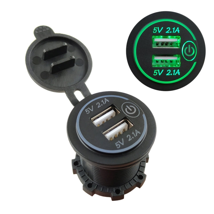 Car Motorcycle Modified Charger Double Aperture 4.2A With Touch Switch USB Car Charge(Green Light) - DIY Modified Charger by PMC TechLife | Online Shopping South Africa | PMC TechLife