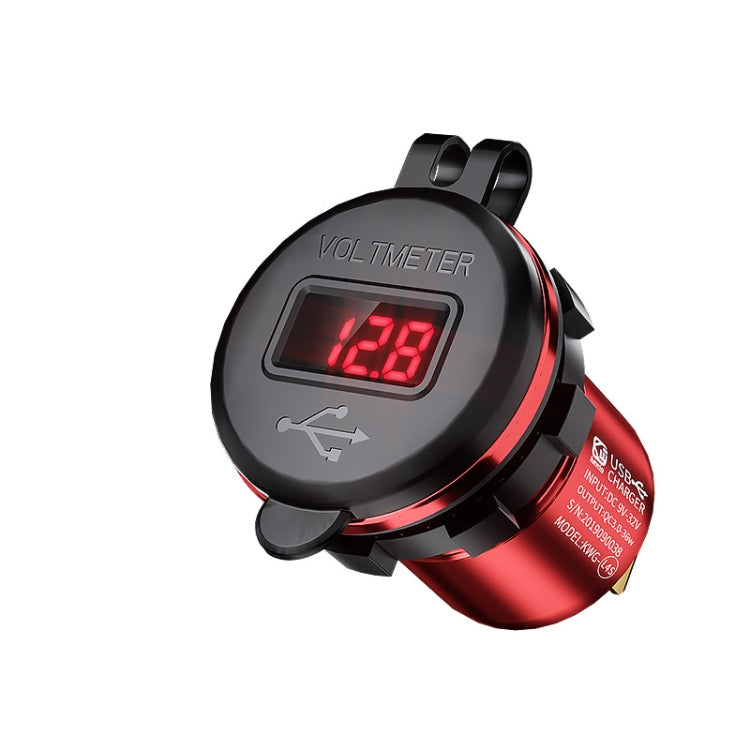 Car Motorcycle Modified USB Charger QC3.0 Metal Water-resistant Fast Charge(Red Shell Red Light) - DIY Modified Charger by PMC TechLife | Online Shopping South Africa | PMC TechLife