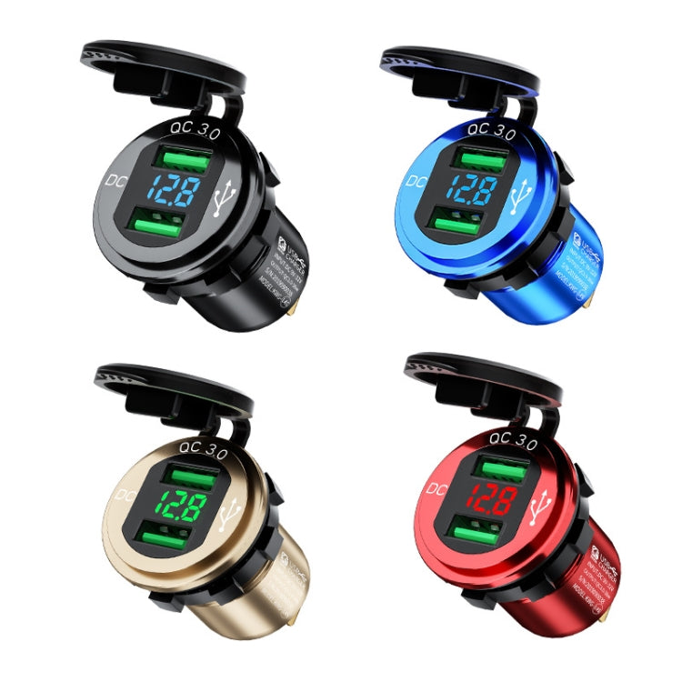 Car Motorcycle Modified USB Charger QC3.0 Metal Water-resistant Fast Charge(Red Shell Red Light) - DIY Modified Charger by PMC TechLife | Online Shopping South Africa | PMC TechLife