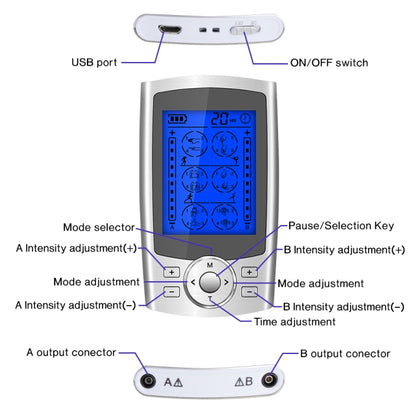 24-Mode Digital Electronic Pulse Massager Intelligent Whole Body Physical Therapy Meridian Massager, Specification: AU Plug(Black) - Massage & Relaxation by PMC Jewellery | Online Shopping South Africa | PMC Jewellery