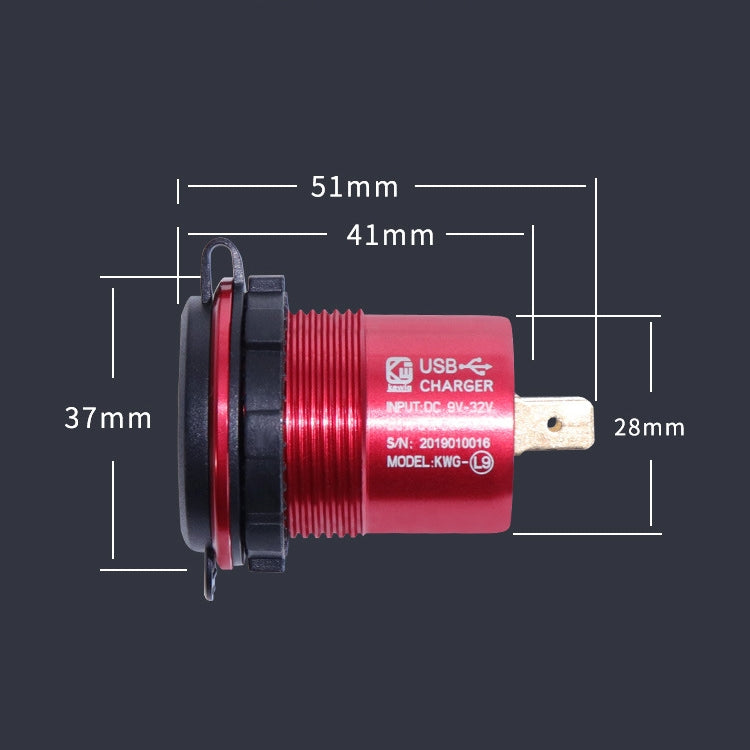 Metal Double USB Car Charger 5V 4.8A Aluminum Alloy Car Charger(Red Shell Red Light With Terminal) - DIY Modified Charger by PMC Jewellery | Online Shopping South Africa | PMC Jewellery
